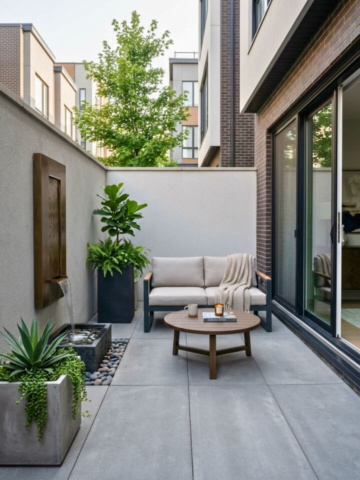 water feature for townhouse patio ambience