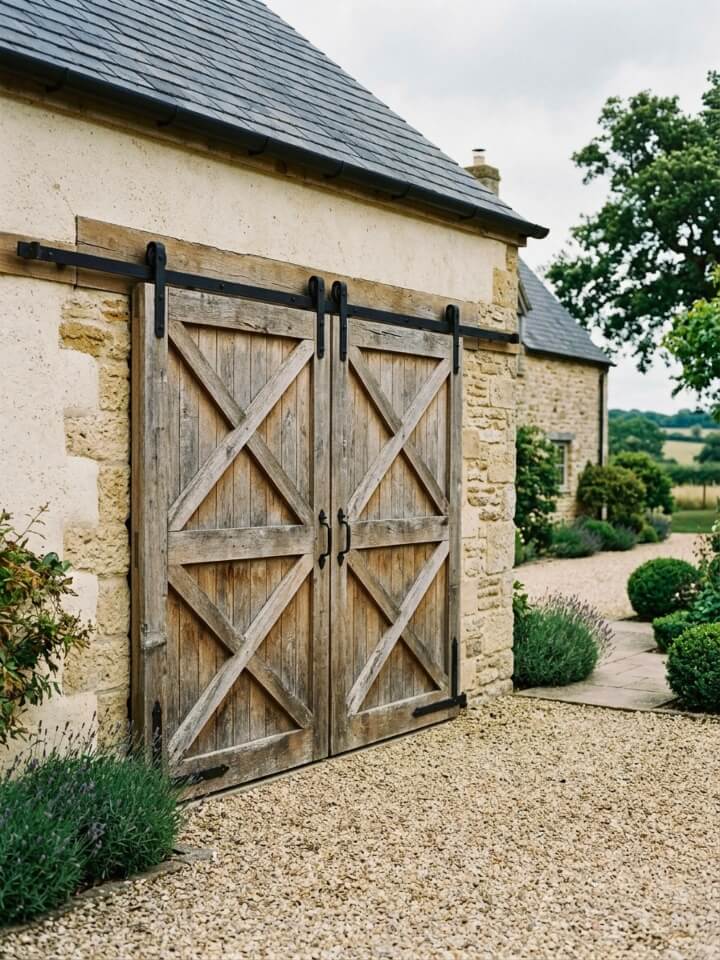 weathered barn garage doors