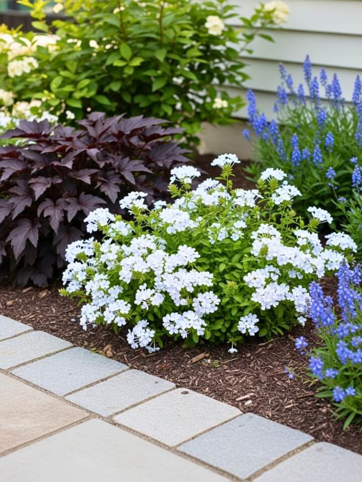 white plumbago for soft garden contrast