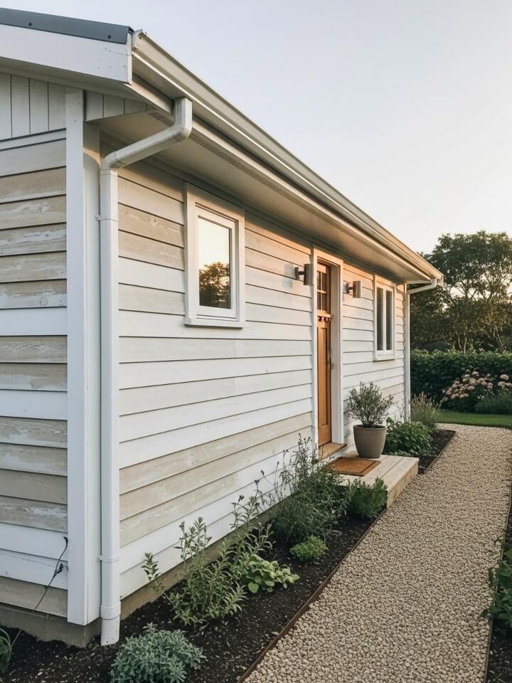 whitewashed wood exterior for cozy homes