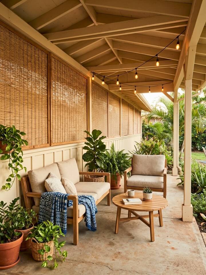 woven reed porch screening ideas