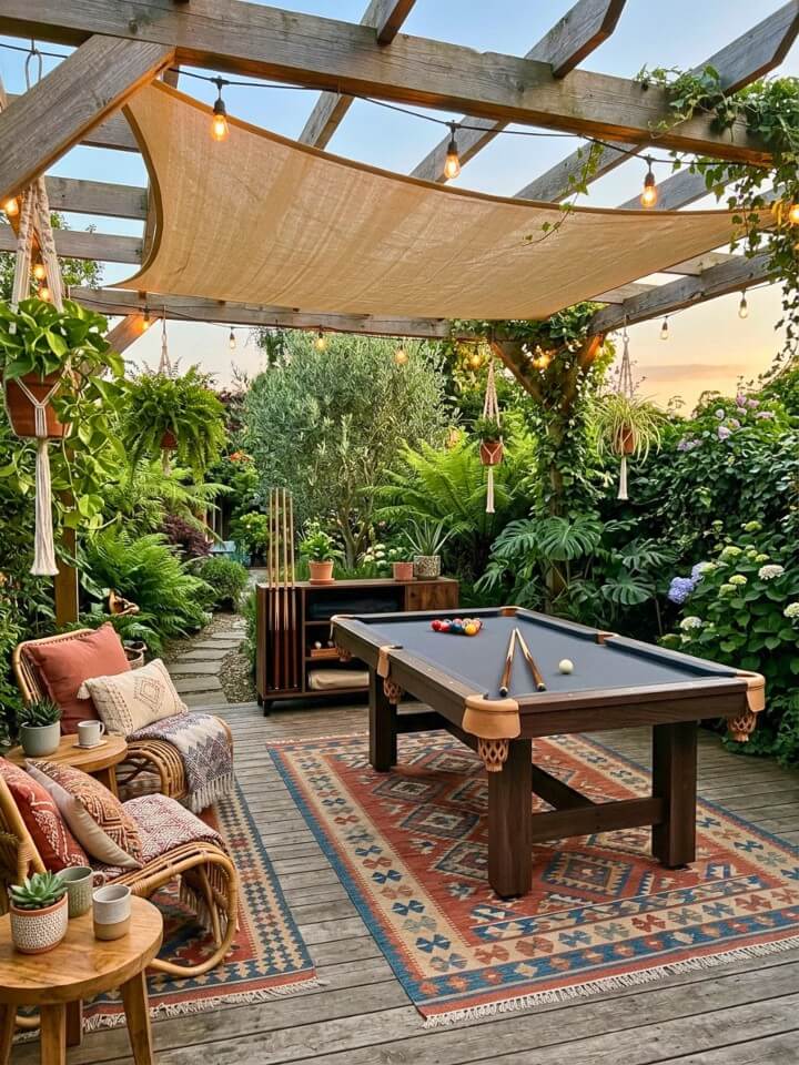 bohemian backyard billiards hideaway