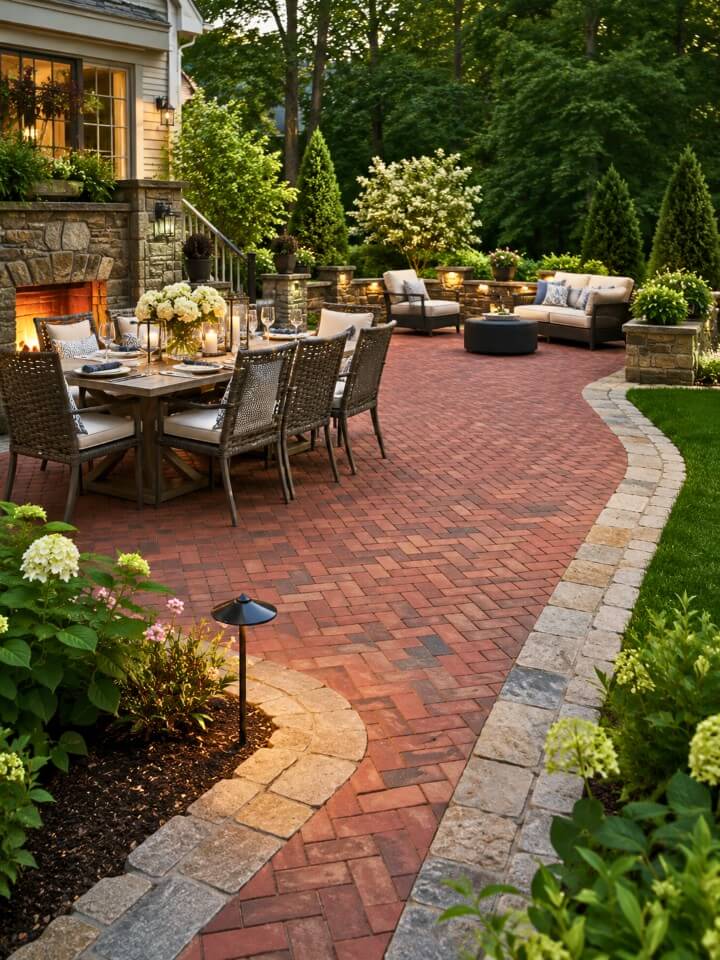 brick and stone border patio