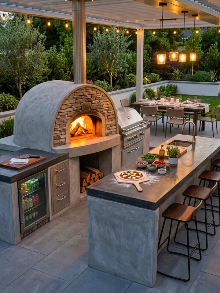 built in outdoor kitchen pizza oven
