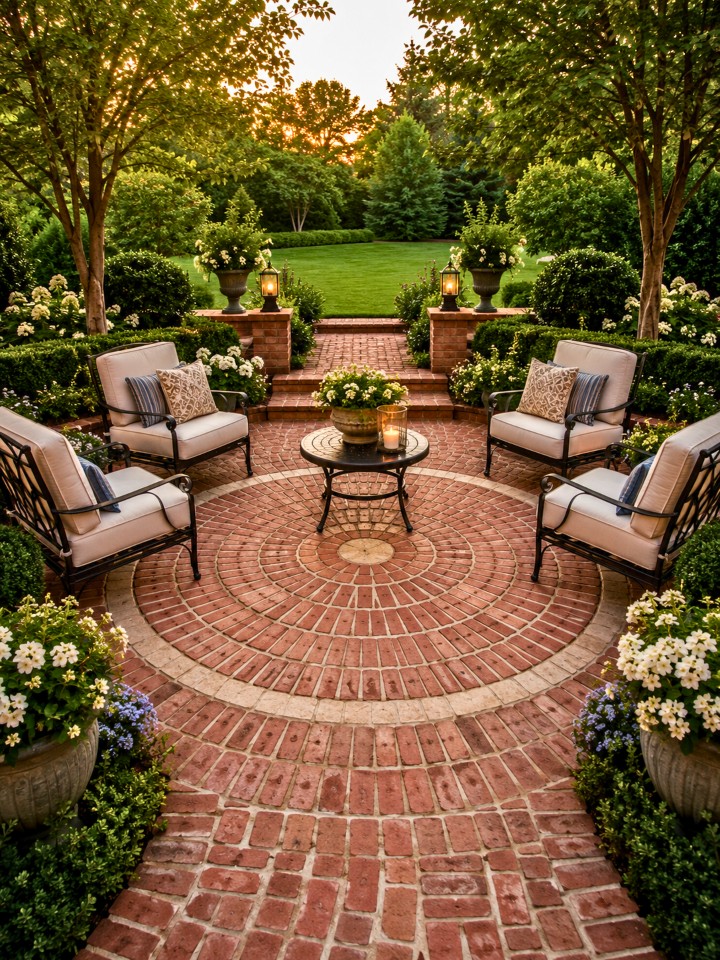 circular brick medallion patio design