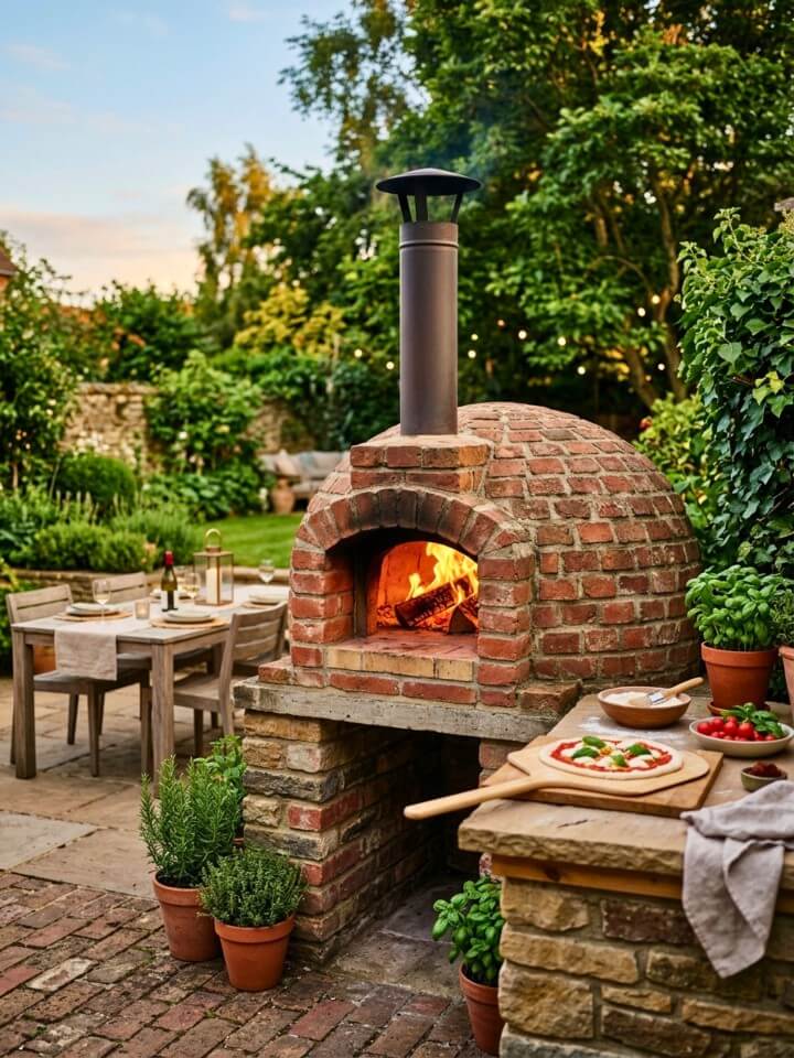 classic brick dome outdoor pizza oven