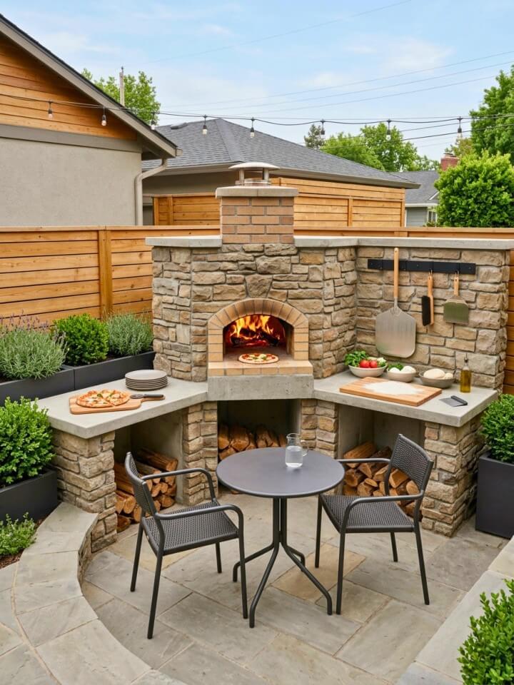 corner patio pizza oven station