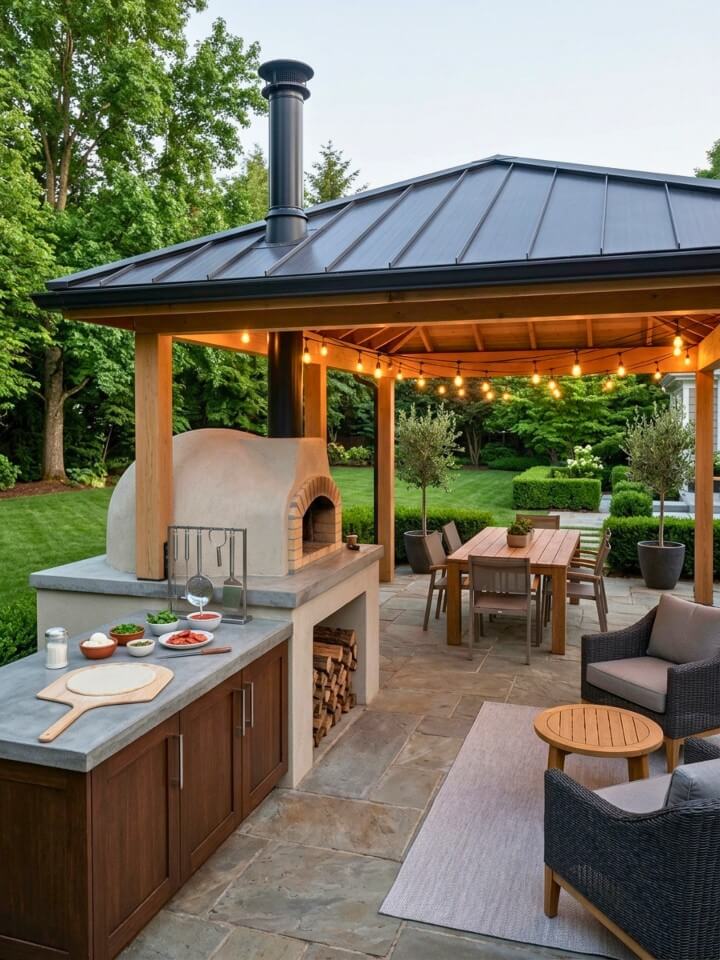 covered pavilion pizza oven