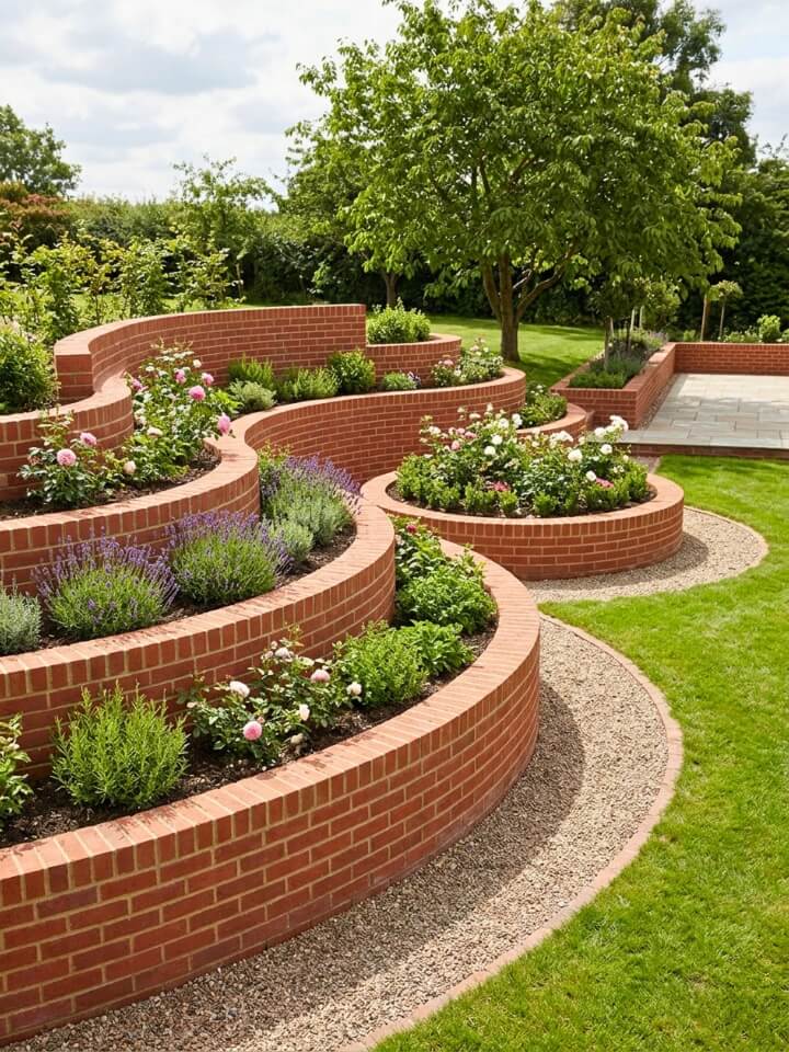 curved brick garden walls
