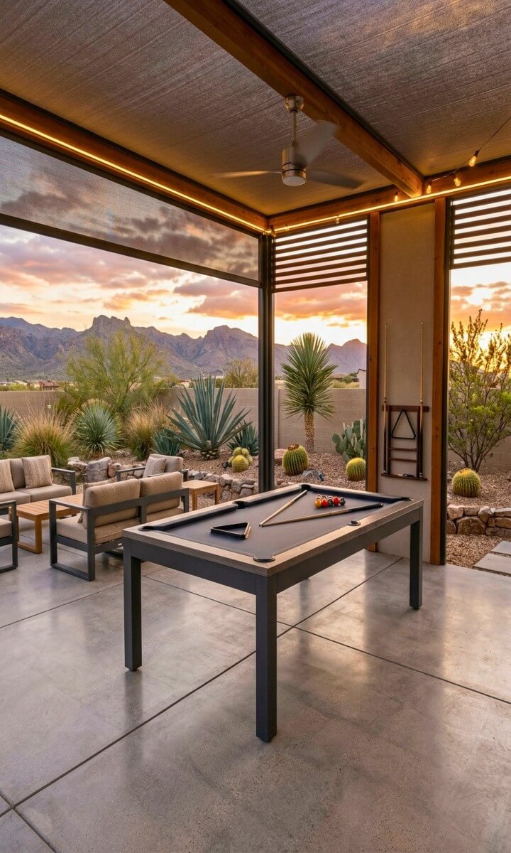 desert modern outdoor pool table patio