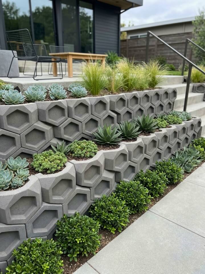 geometric block retaining walls