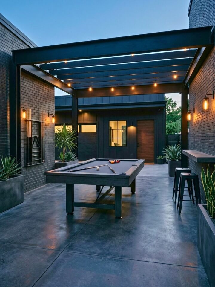 industrial loft patio billiards