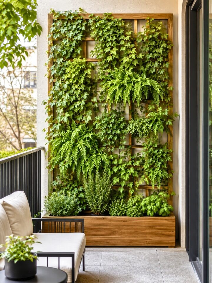 living wall planter idea with integrated trellis