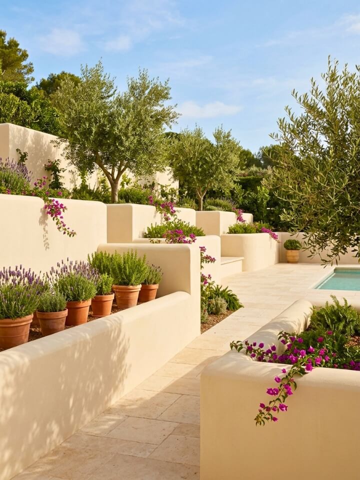 mediterranean stucco garden walls