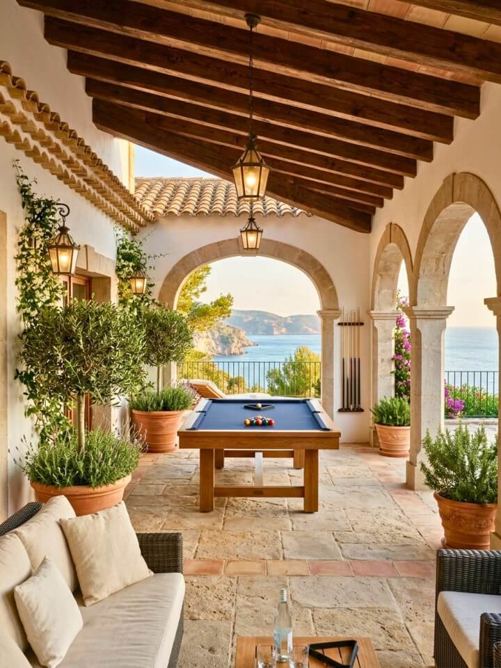 mediterranean villa billiards terrace