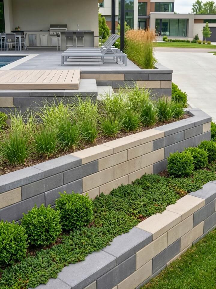 modern concrete retaining walls