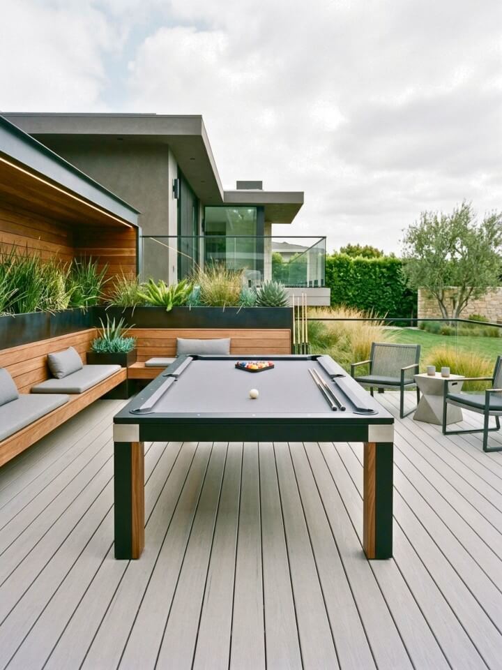 modern minimalist outdoor pool table deck