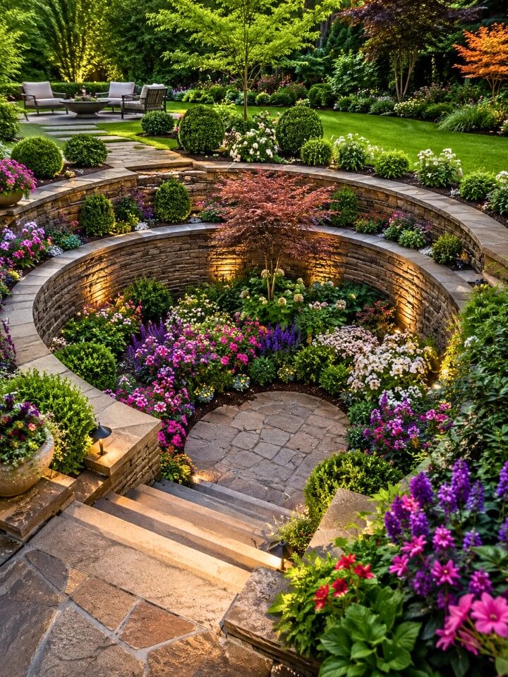 sunken garden flower bed