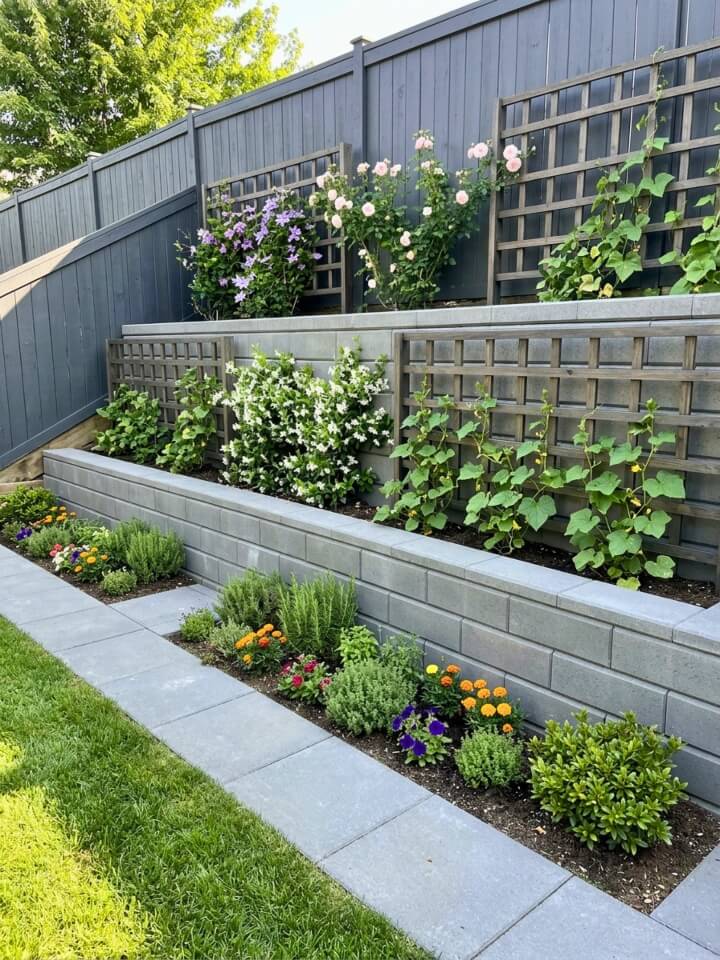 tiered trellis retaining walls