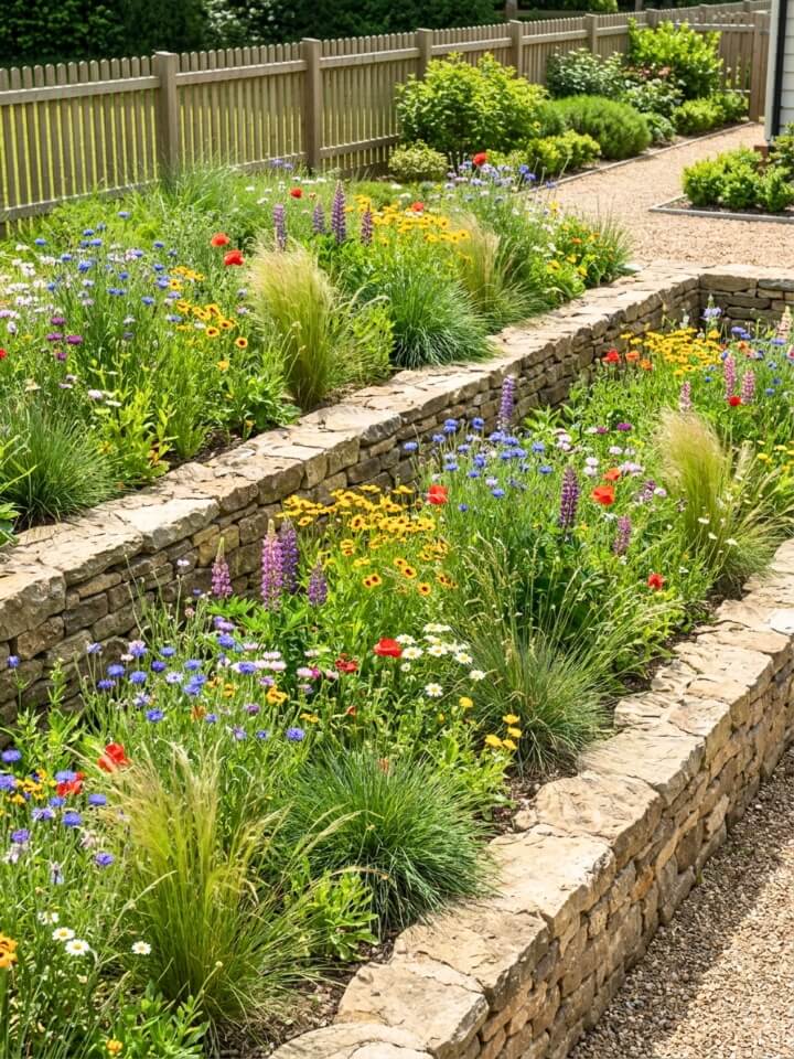 tiered wildflower garden slopes