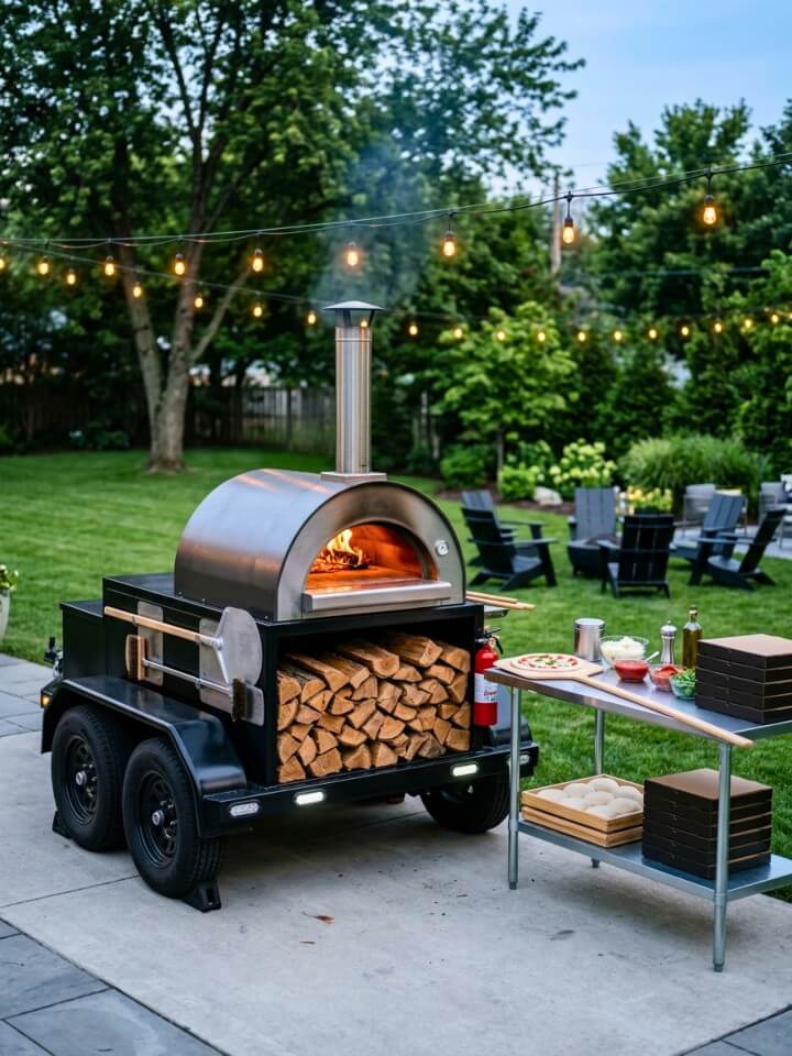 trailer mounted mobile pizza oven
